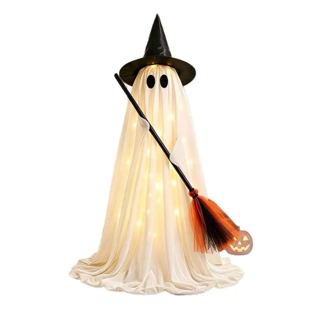 LED Ghost Witch Broom Halloween Outdoor Decoration Jadvero