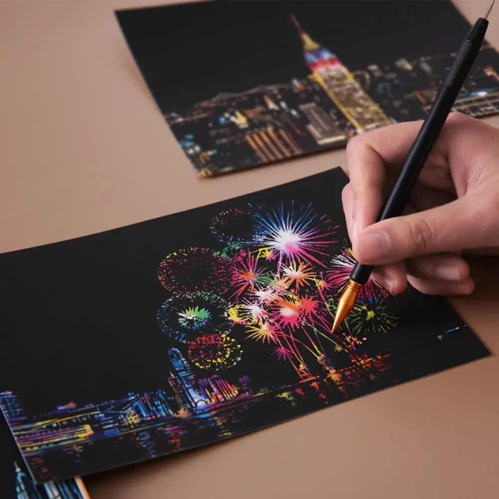Scratch Painting City Postcard Set