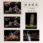 Scratch Painting City Postcard Set