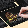 Scratch Painting City Postcard Set