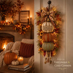 Lighted Stacked Pumpkin Fall Door Decor Jadvero