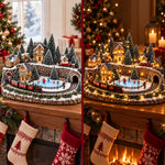 Animated Holiday Train and Ice Rink Scene Jadvero