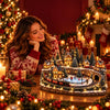 Animated Holiday Train and Ice Rink Scene Jadvero