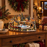 Animated Holiday Train and Ice Rink Scene Jadvero